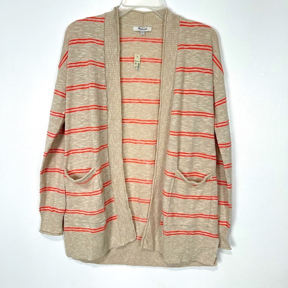 NWT Madewell Cardigan Sweater Textured Stripe With Pockets Size xxs - Picture 2 of 12